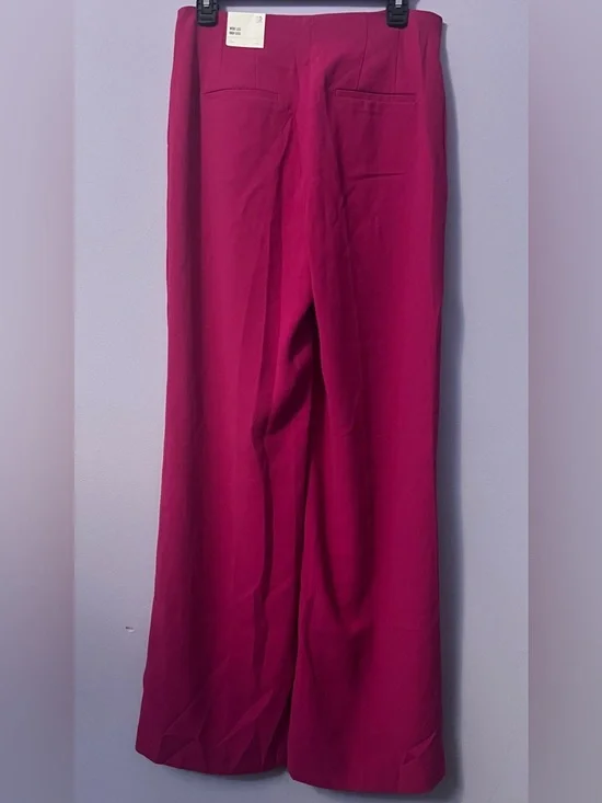 EXPRESS Wide Leg High Rise Pants - Hot Pink - Picture 2 of 3